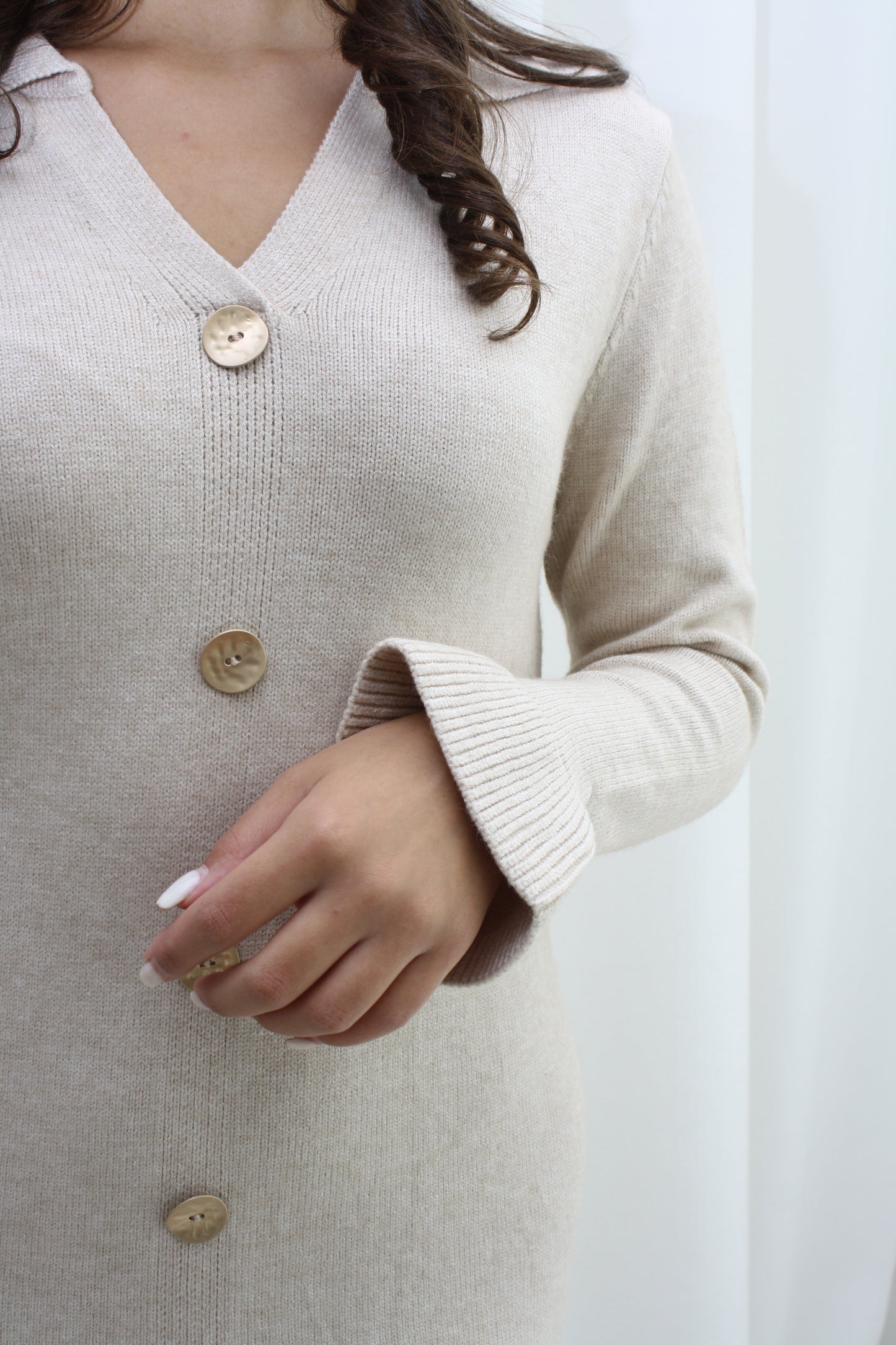 Lange trui met plof mouwtjes