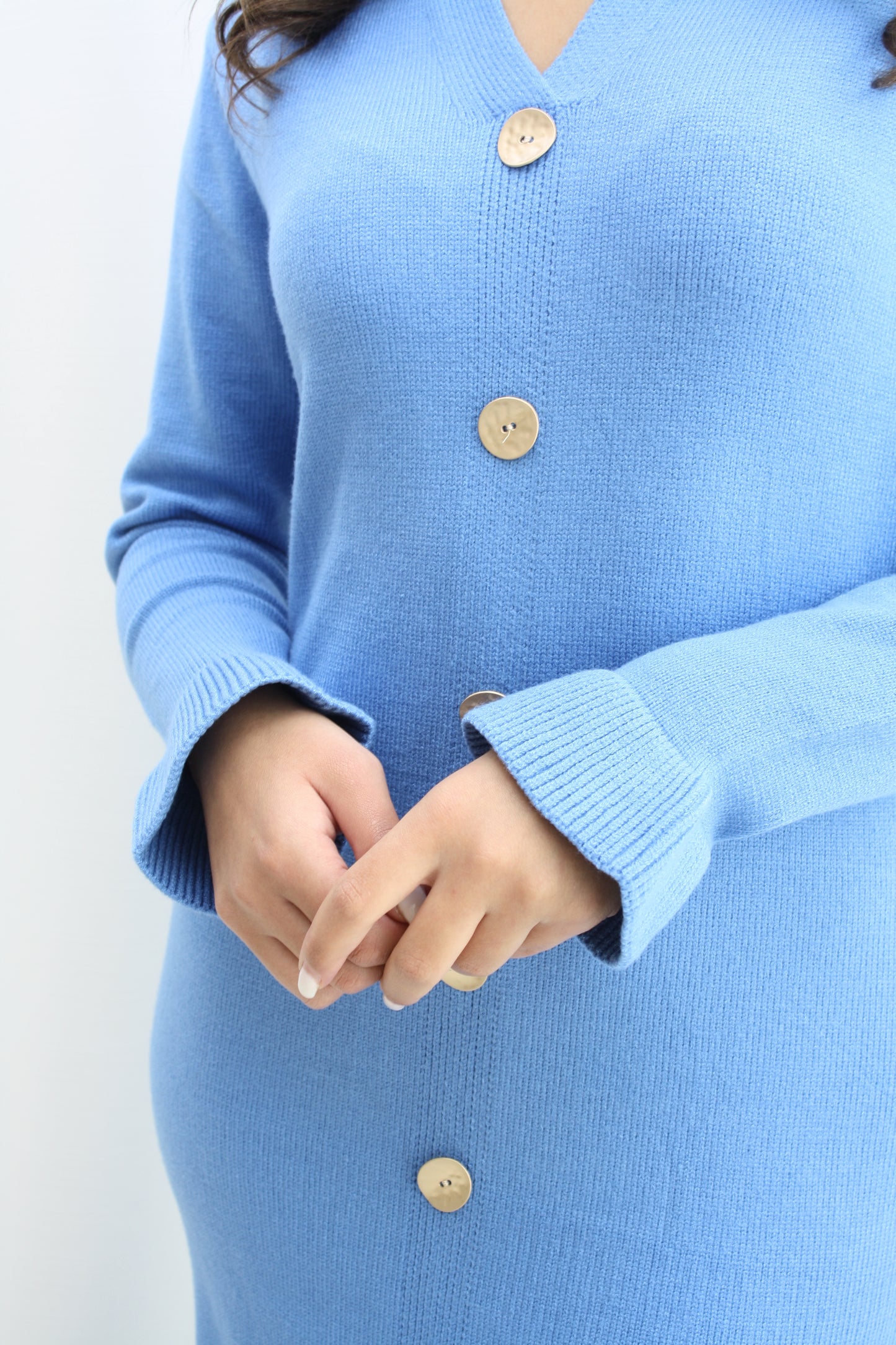 Lange trui met plofmouwtjes