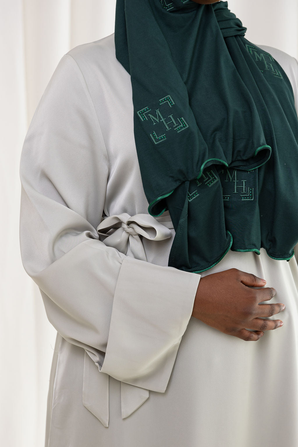 Satijnen abaya - Licht mint