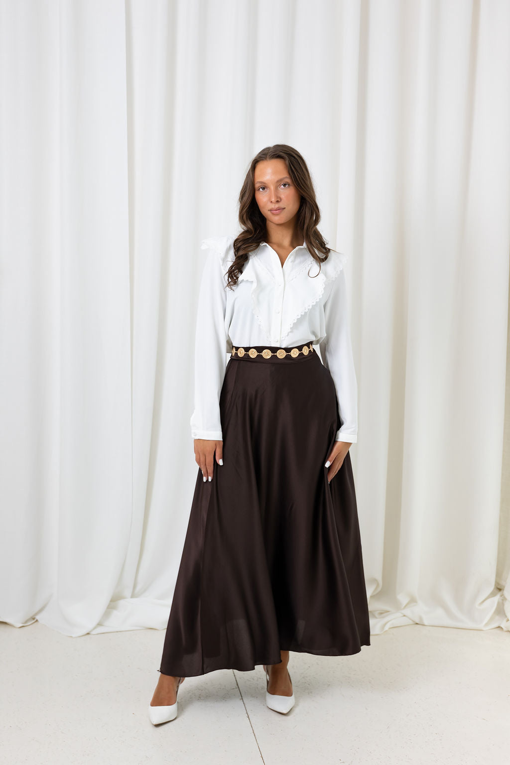 Satijnen rok - Dark brown
