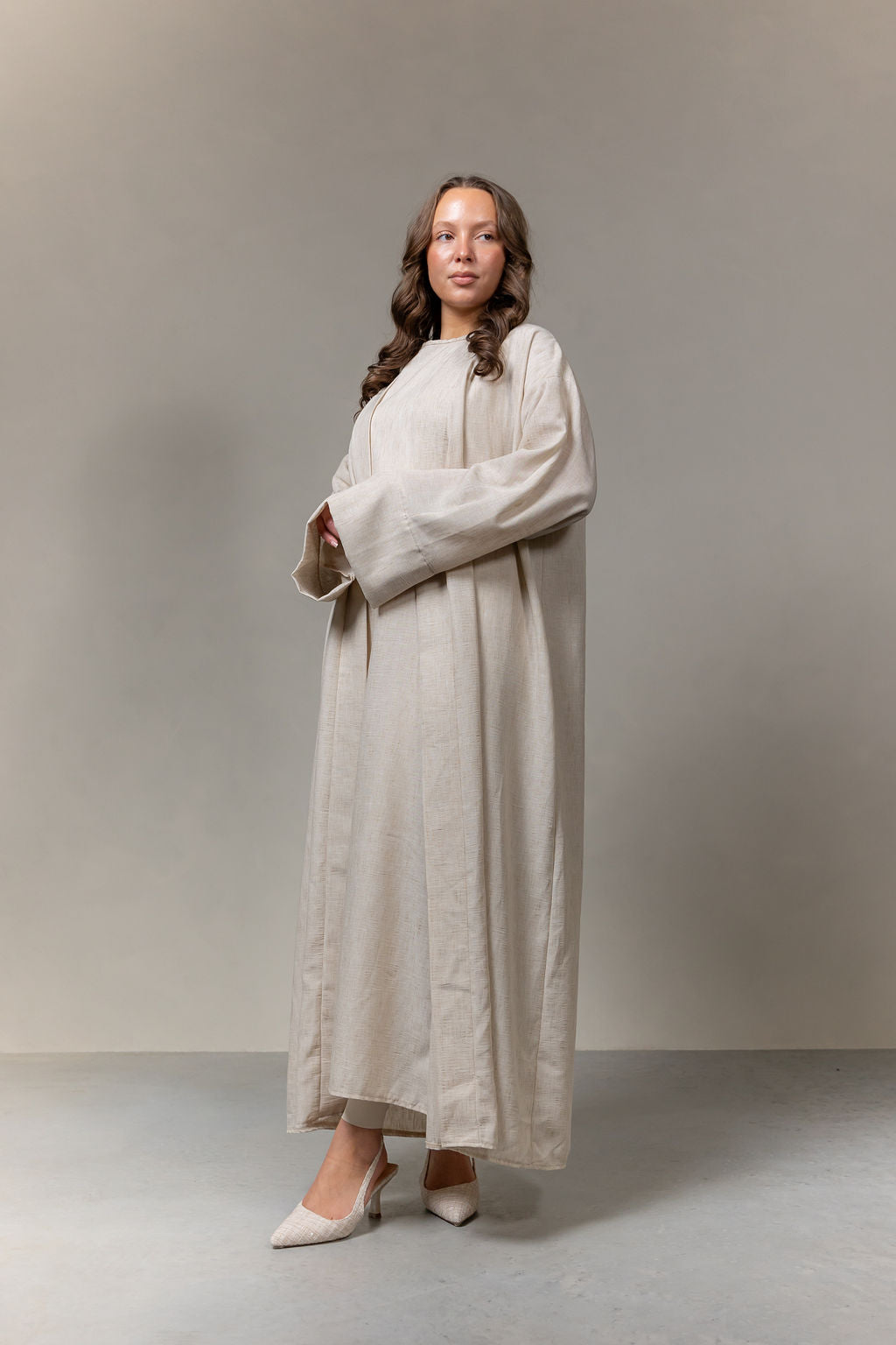 Linnen abaya - licht beige