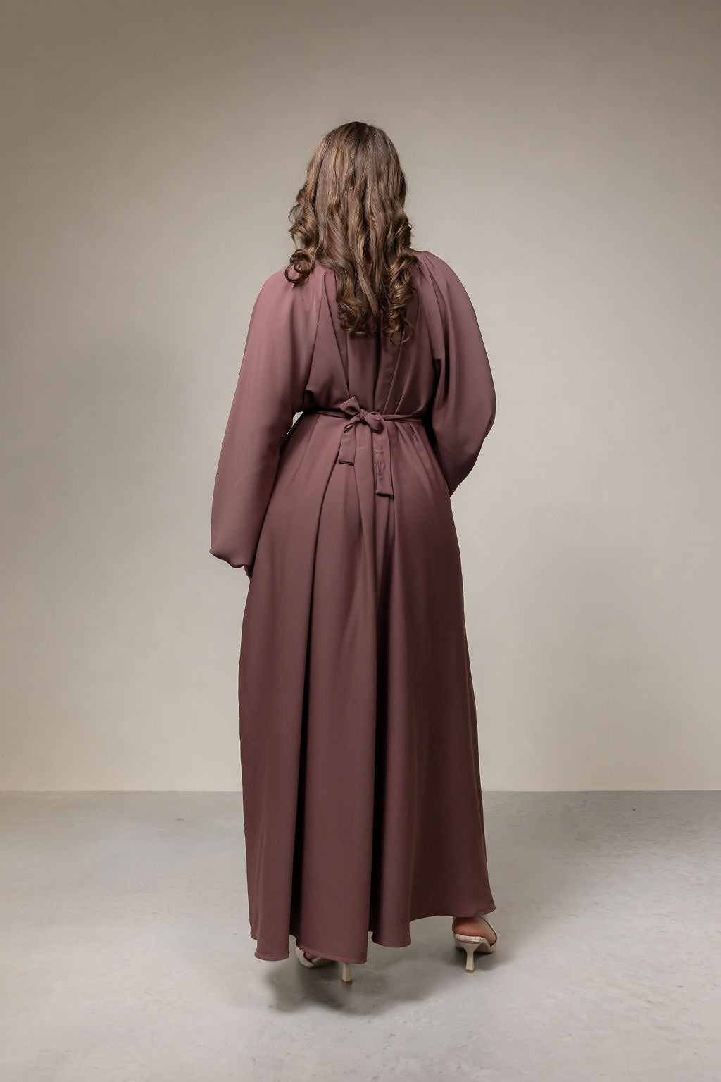 Plissé elegance abaya- oud roze