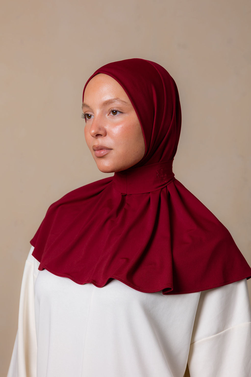 Instant silk scarf bordeaux red