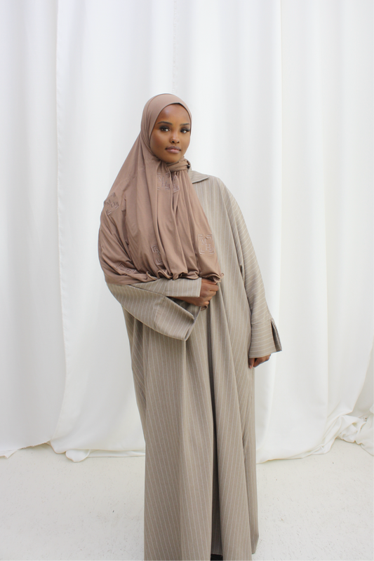 Classic jurk met lijnaccenten - taupe