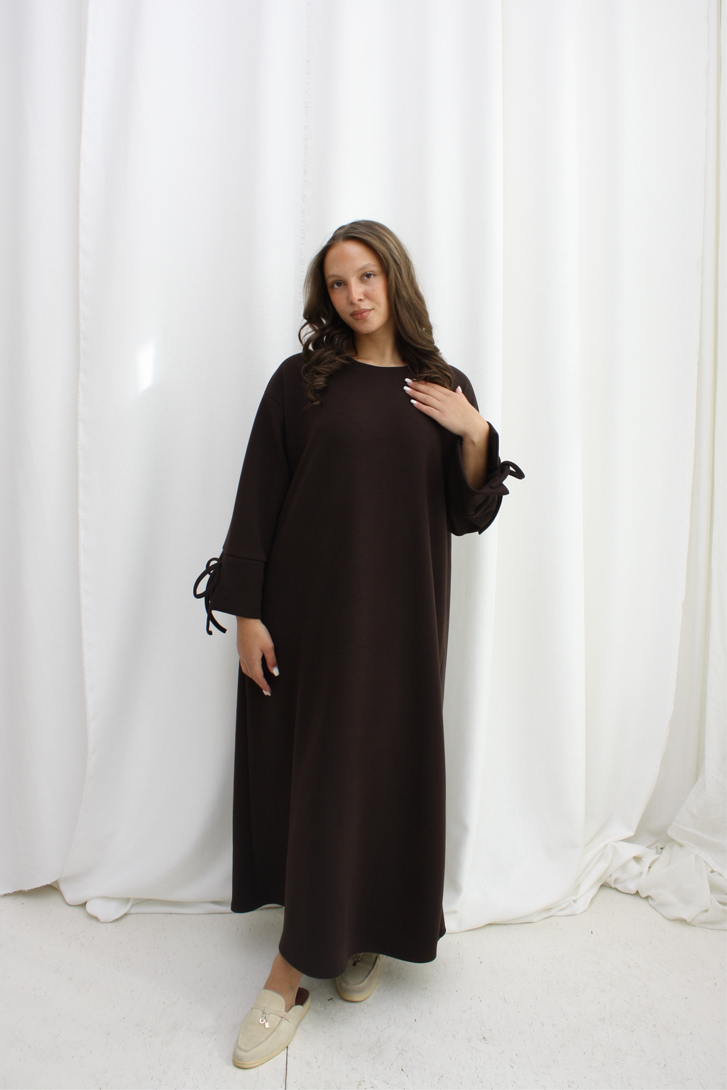 Sweater met cute strikjes- bruin