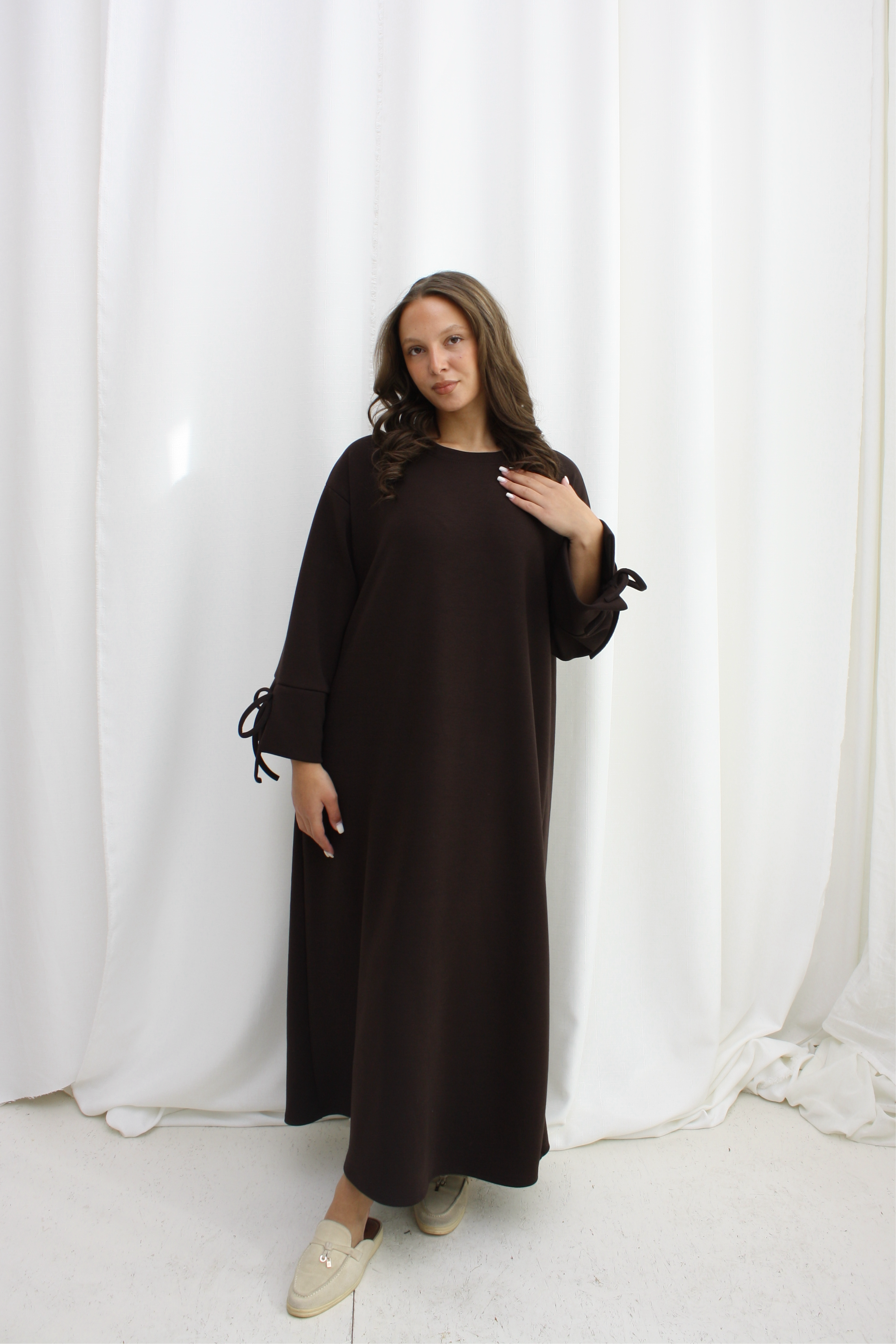 Sweater met cute strikjes- bruin