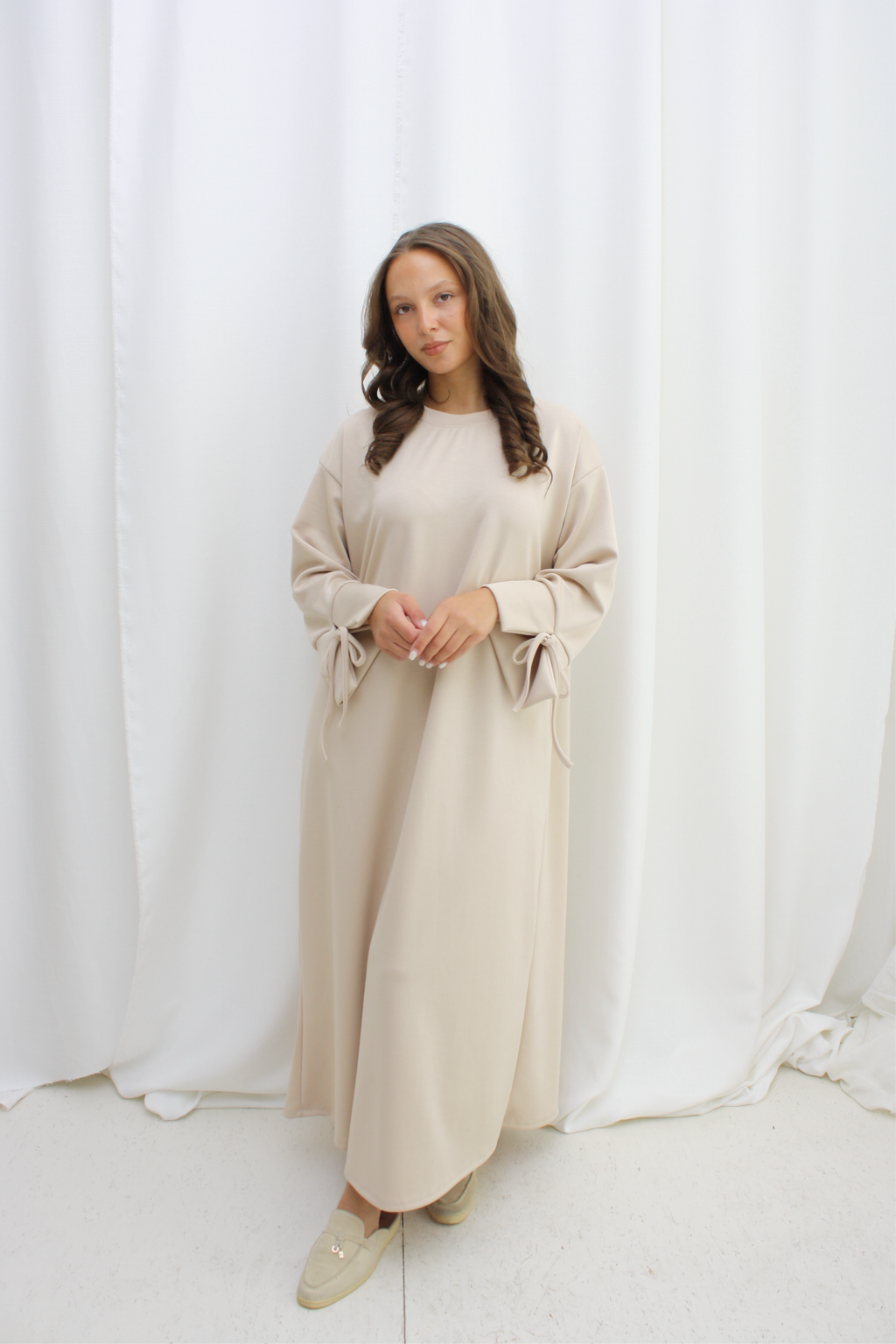 Sweater met cute strik- beige