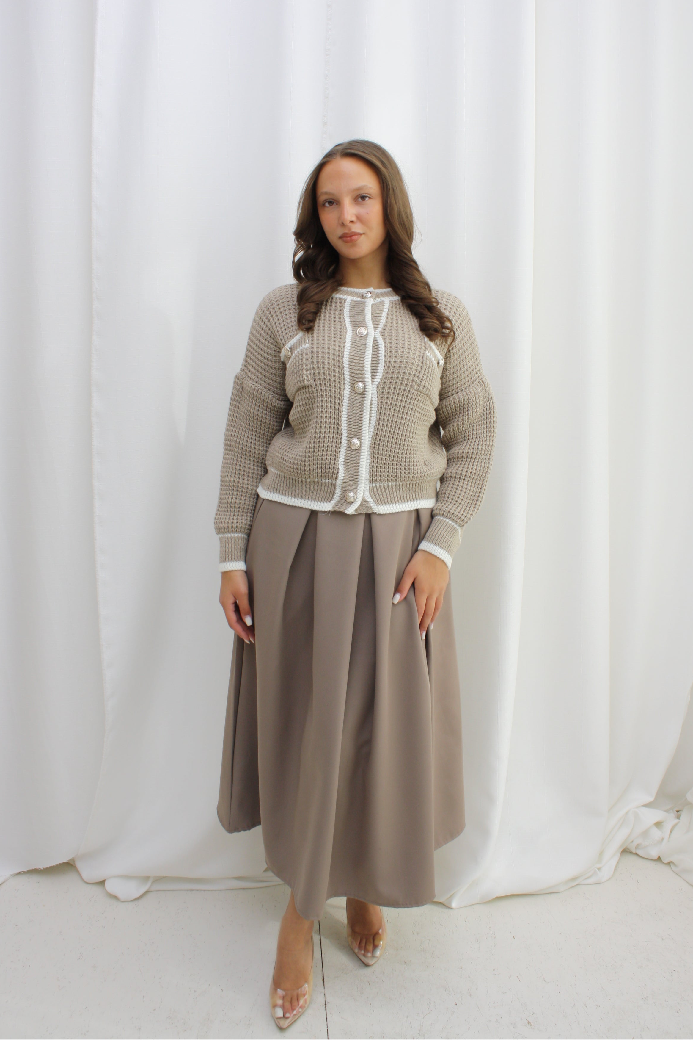 Classic plooien rok- taupe