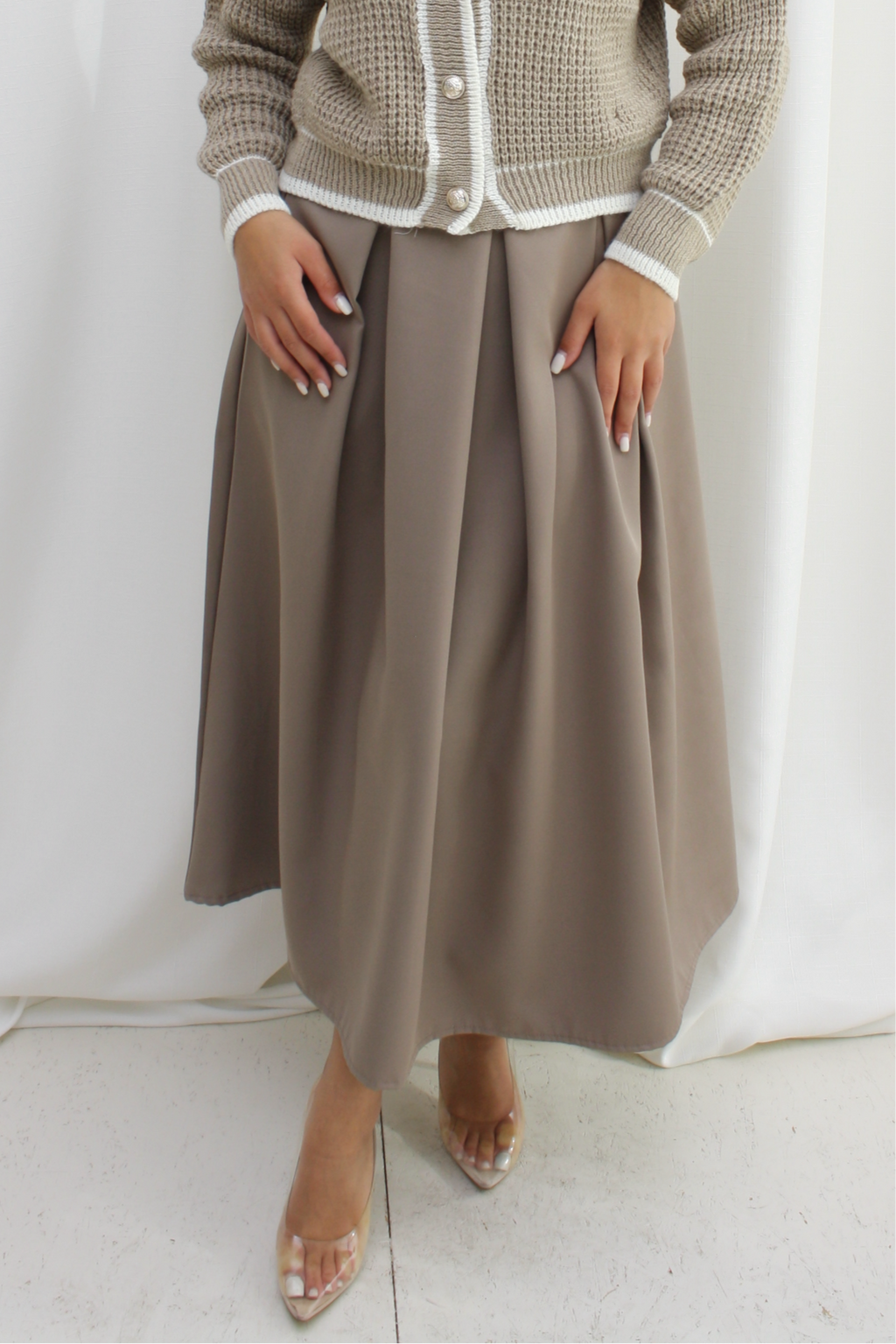 Classic plooien rok- taupe
