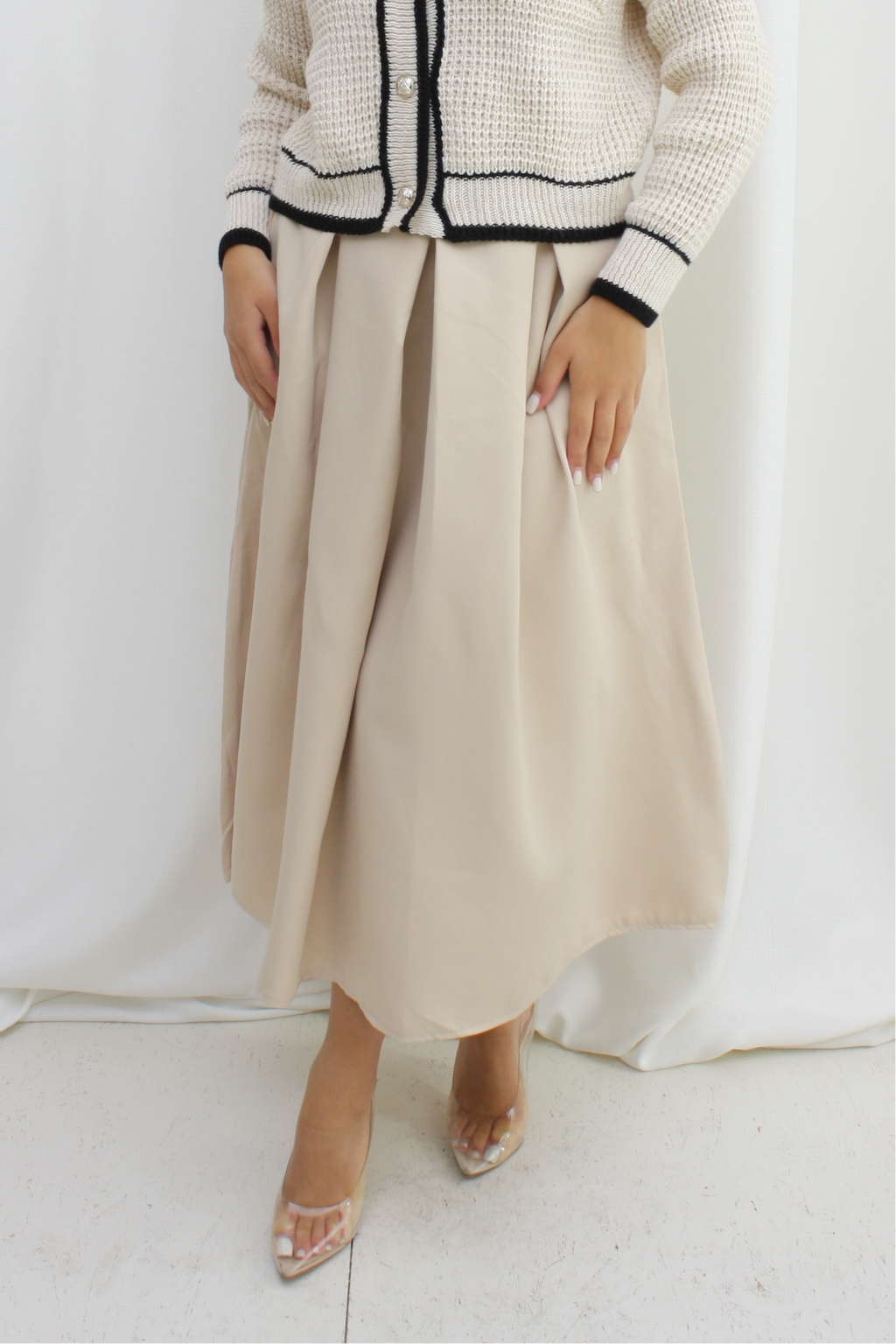 Classic plooien rok- beige