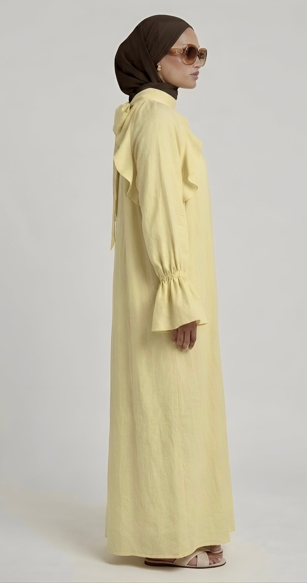 Jellow ruffle maxi-dress