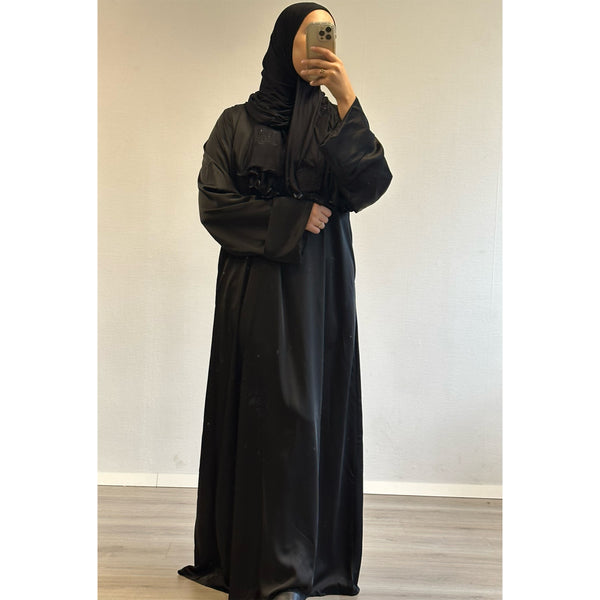 Satijnen abaya - black