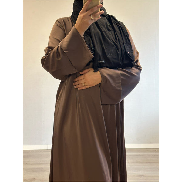 Satijnen abaya - kastanje bruin
