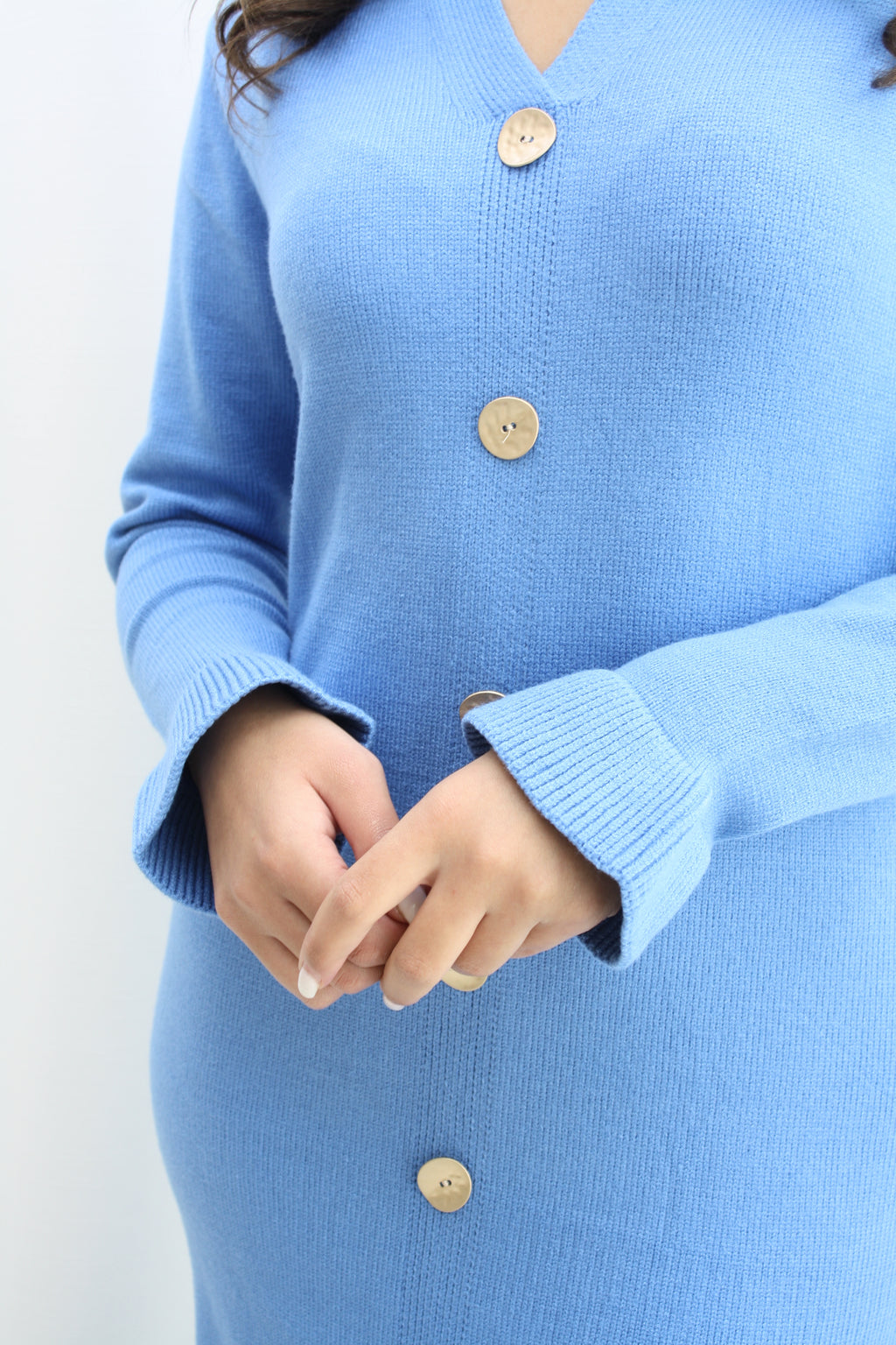 Lange trui met plofmouwtjes