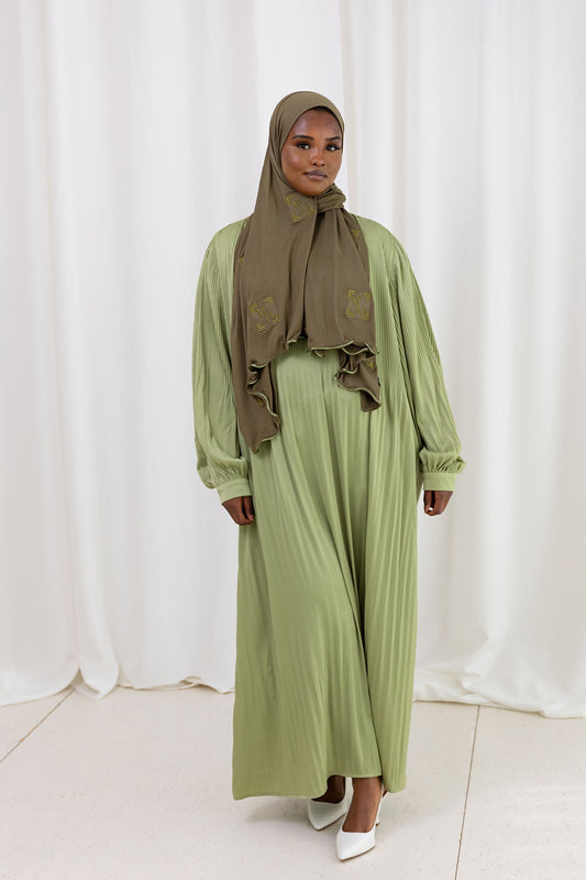 Lime green ribbel dress