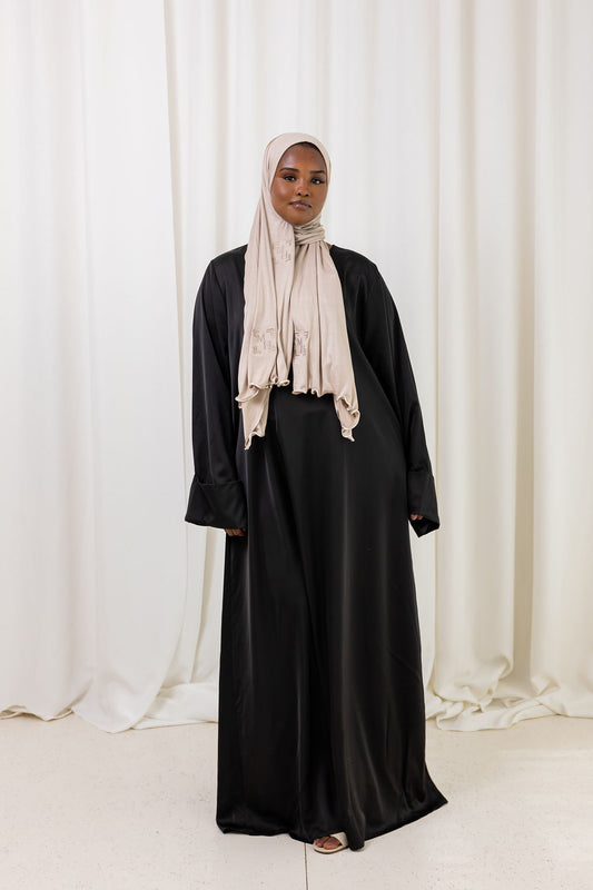 Satijnen abaya - black