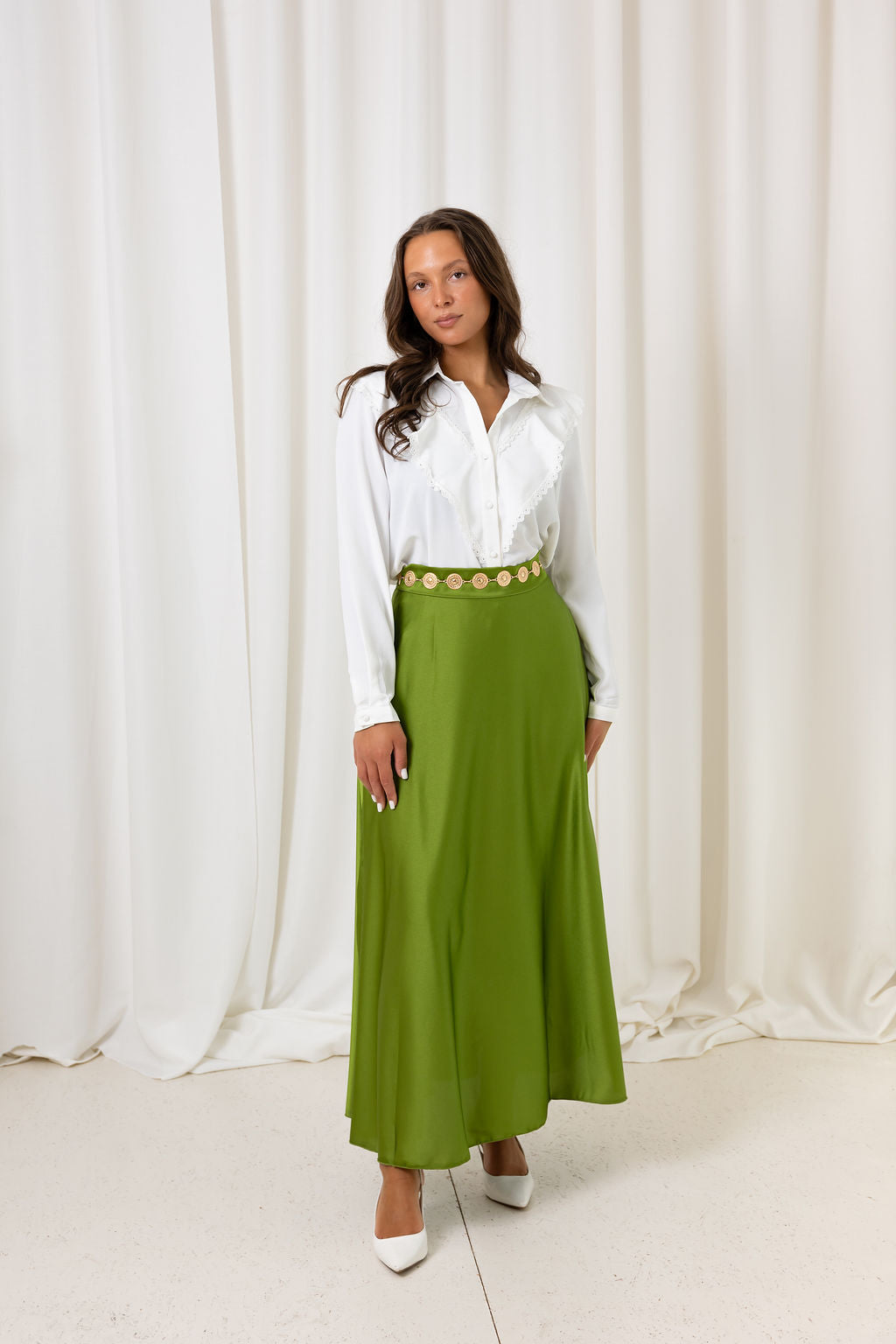 Satijnen rok - Lime green