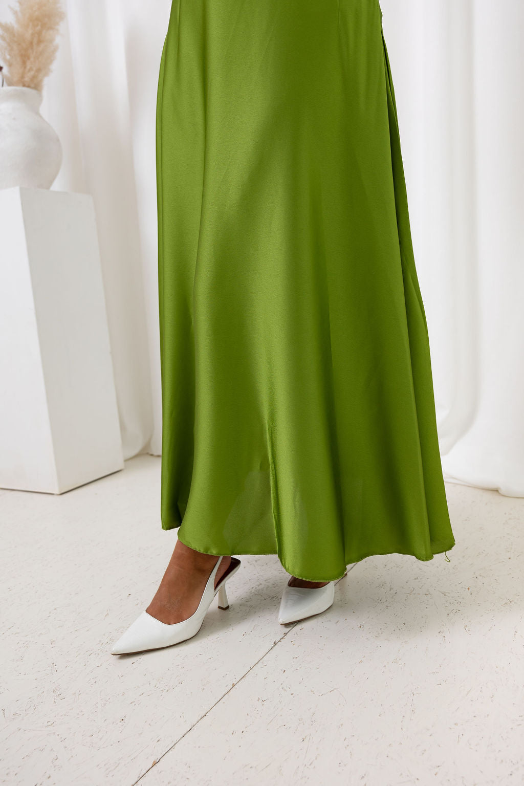 Satijnen rok - Lime green