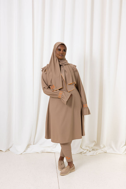 Burkini taupe oranje