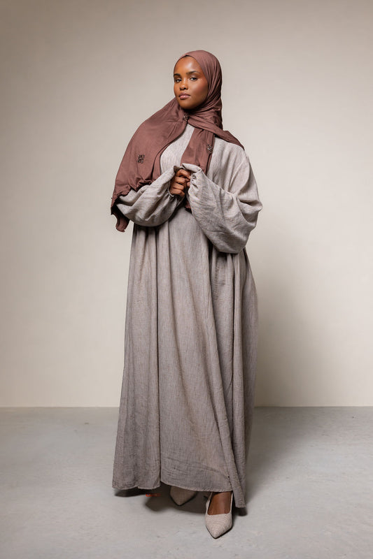 Linnen oversized jurk- taupe