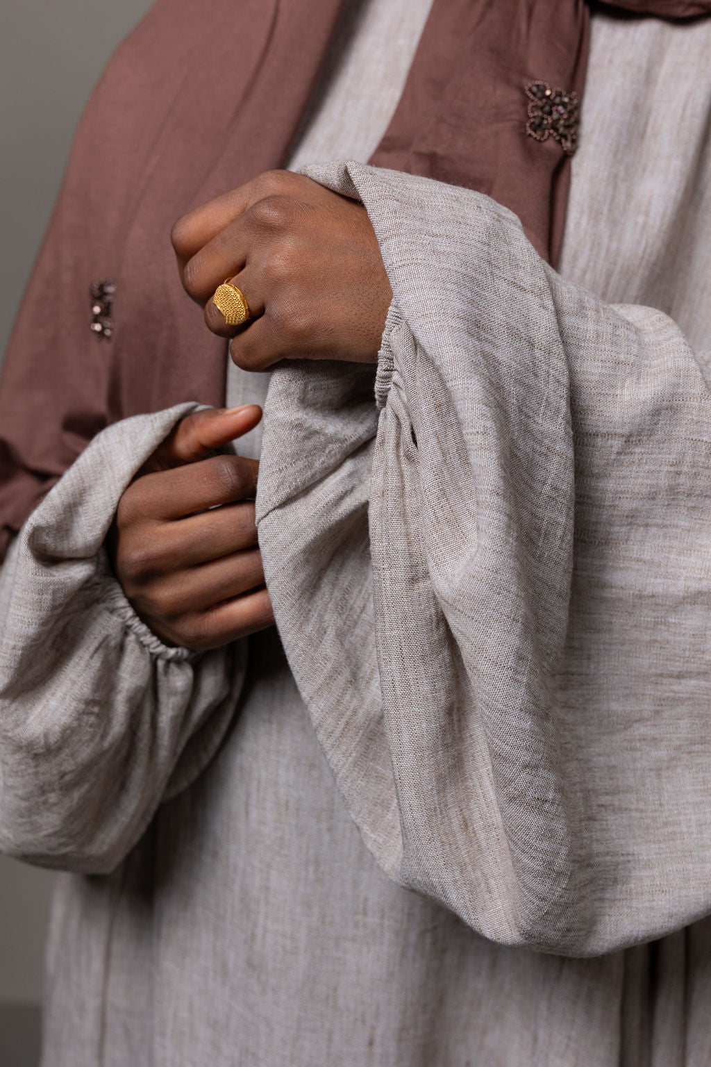 Linnen oversized jurk- taupe