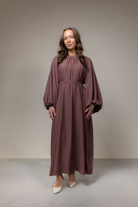 Plissé elegance abaya- oud roze