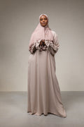 Abaya met geplooiden mouwtjes- soft pink