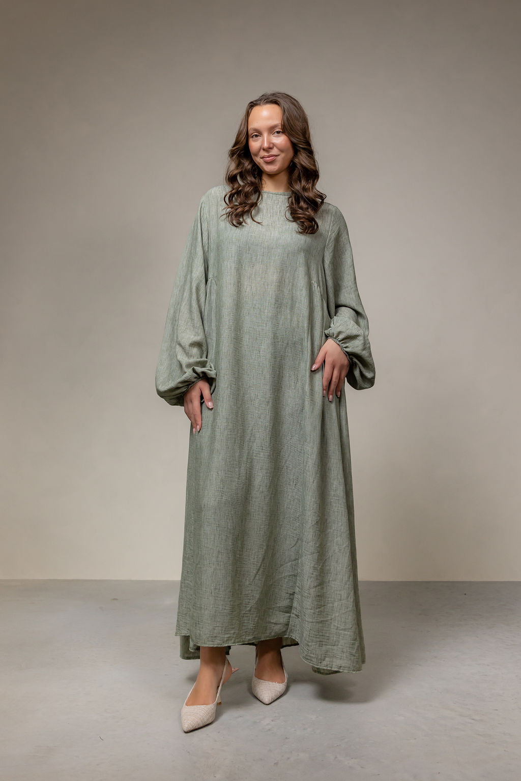 Linnen oversized jurk- soft green