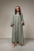 Linnen oversized jurk- soft green