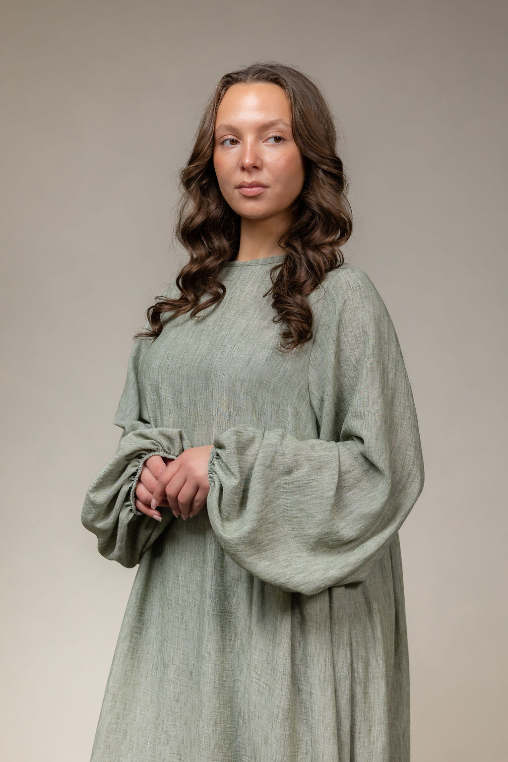 Linnen oversized jurk- soft green