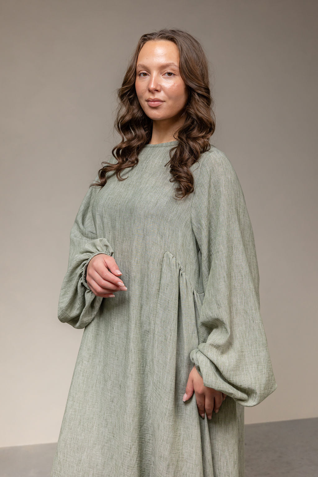 Linnen oversized jurk- soft green