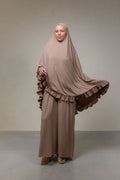 Ruffle khimar set- taupe
