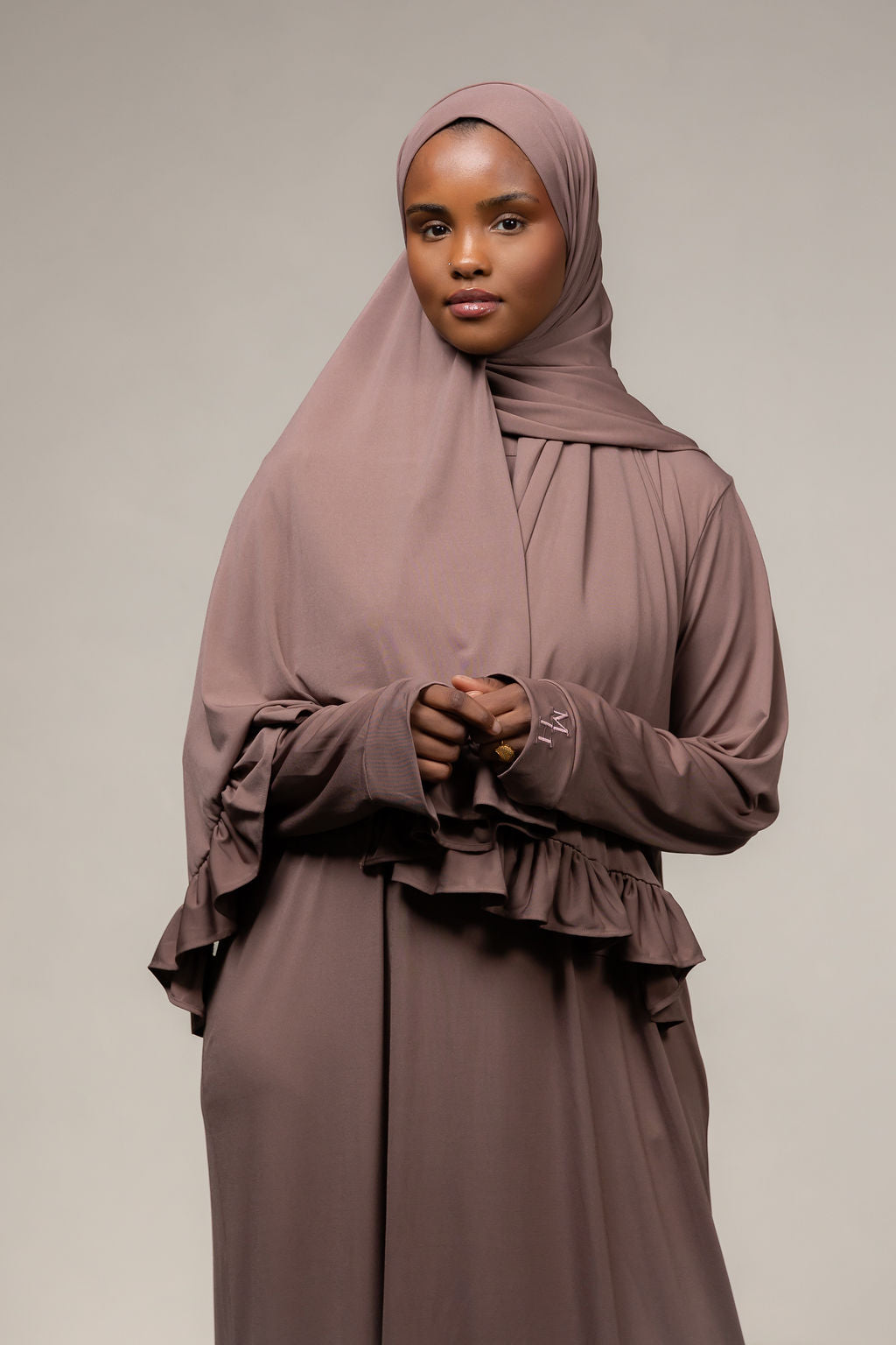 Ruffle scarf- walnut  brown