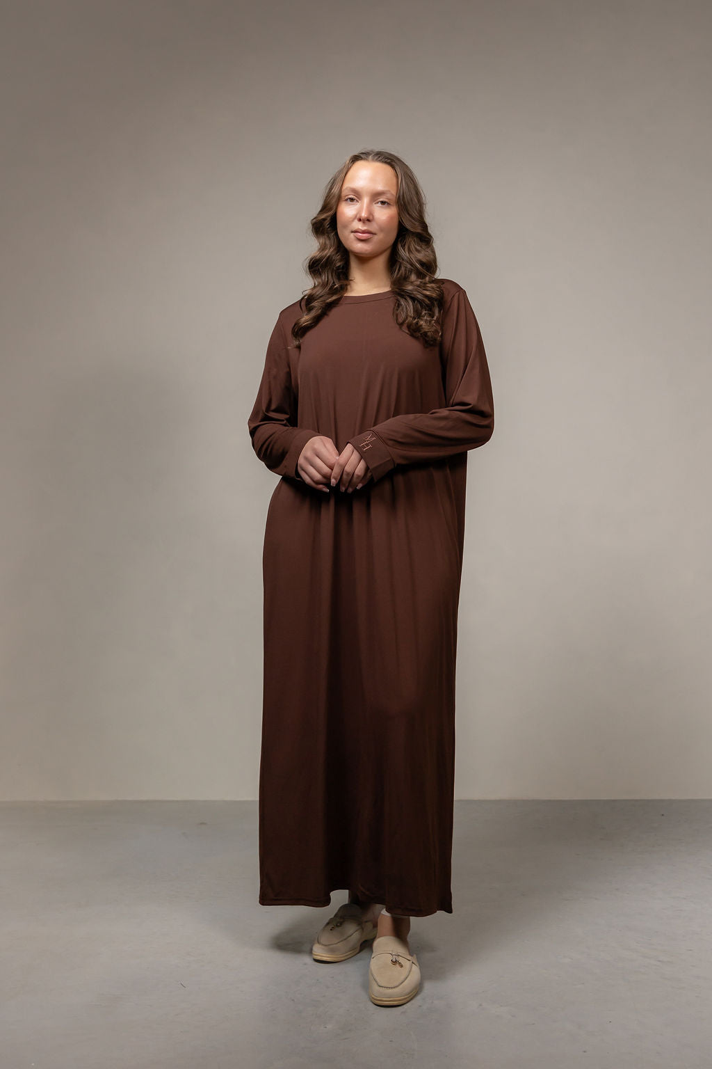 Ruffle khimar set chocolate brown