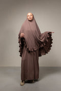 Ruffle khimar set walnut brown