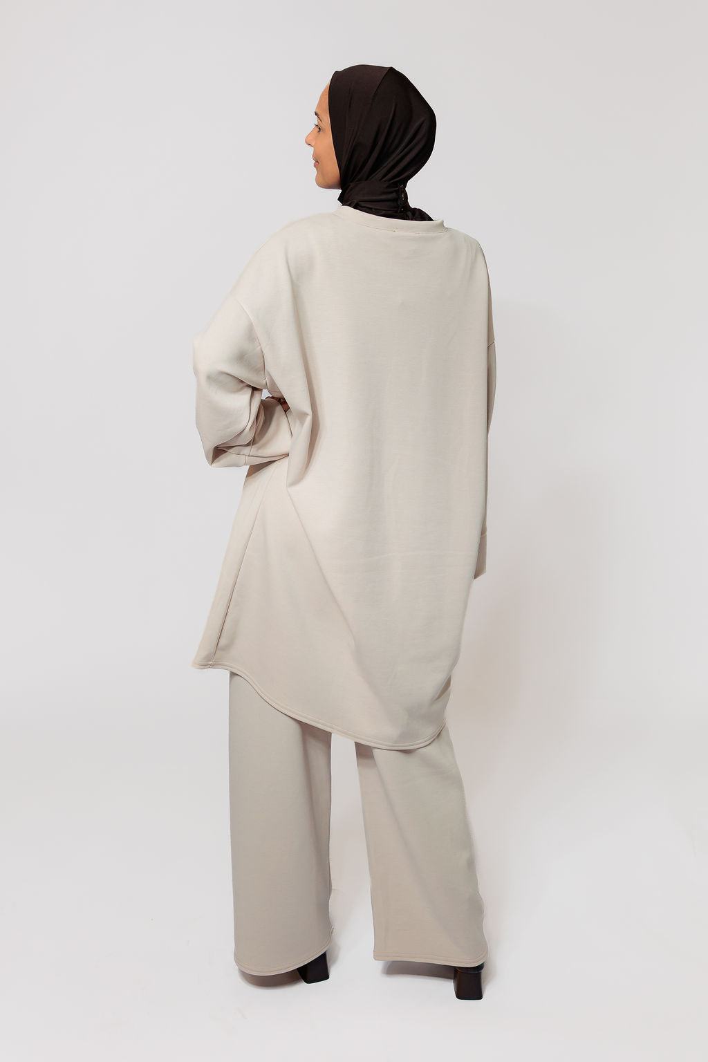 Long Jersey twinset - light beige