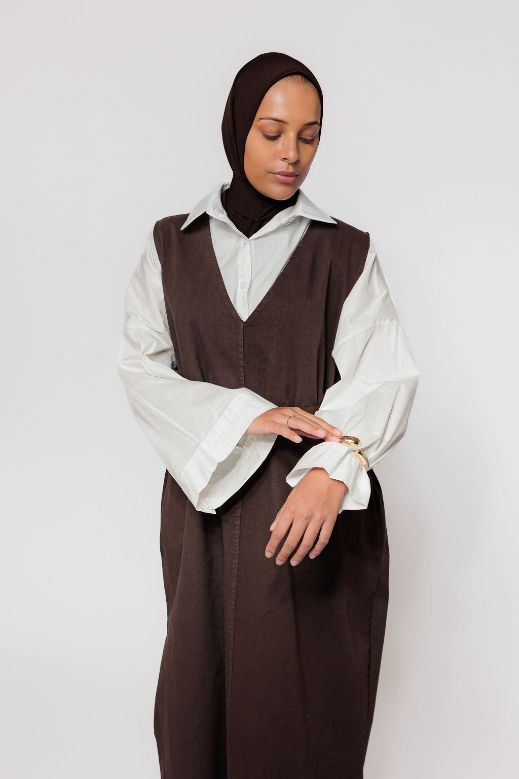 MH Casual denim set brown/white