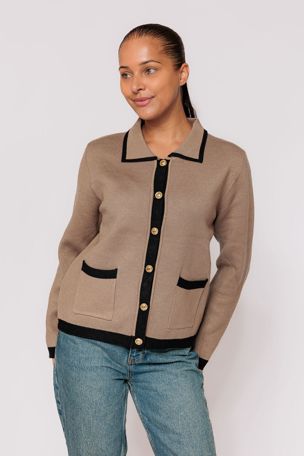 Elegance cardigan - dark taupe