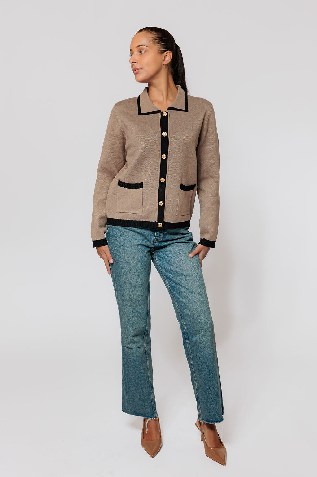 Elegance cardigan - dark taupe