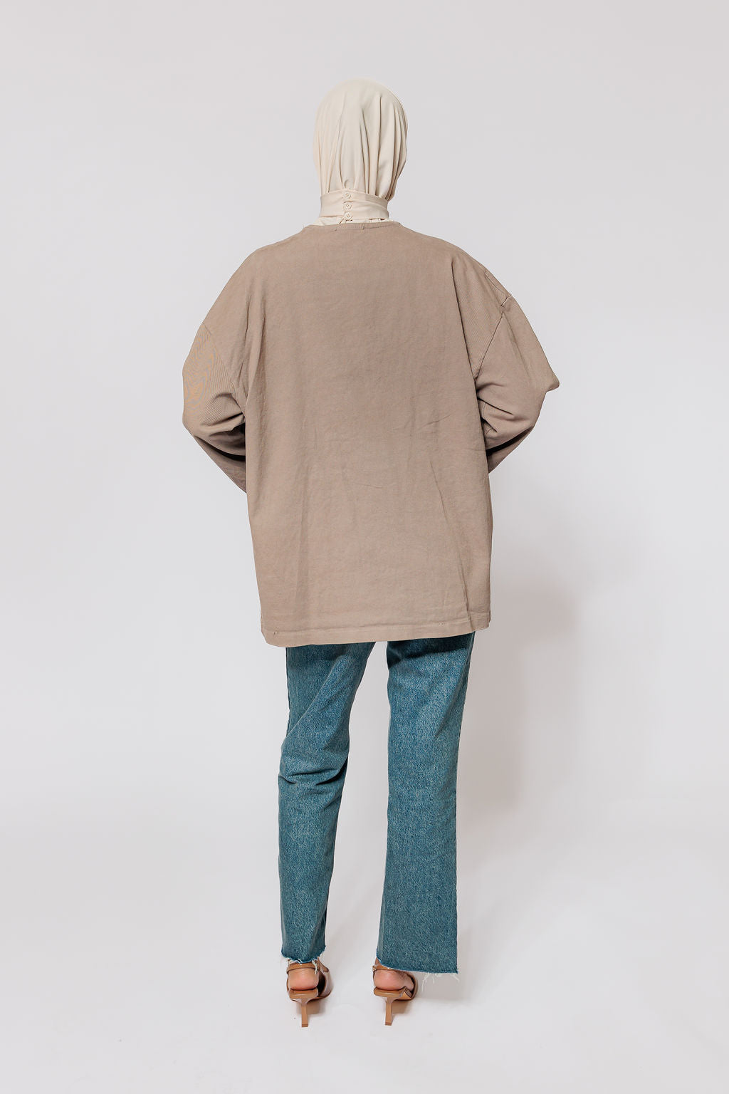 Denim buttoned jacket - taupe