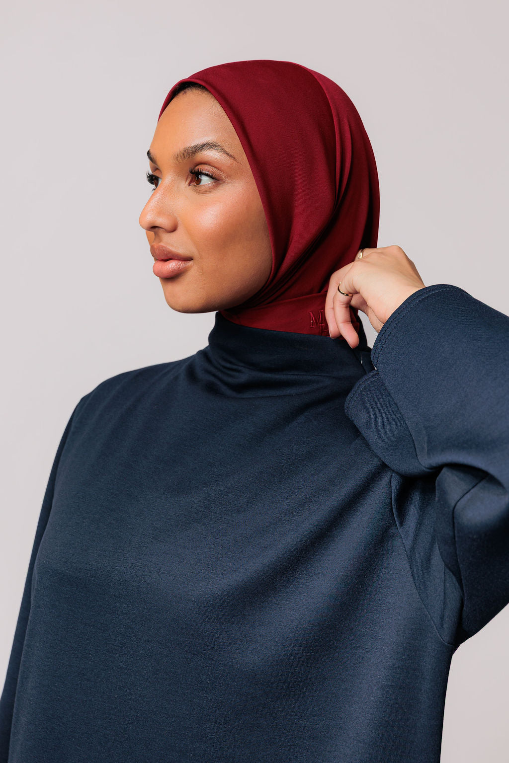 Jersey high neck dress - dark blue