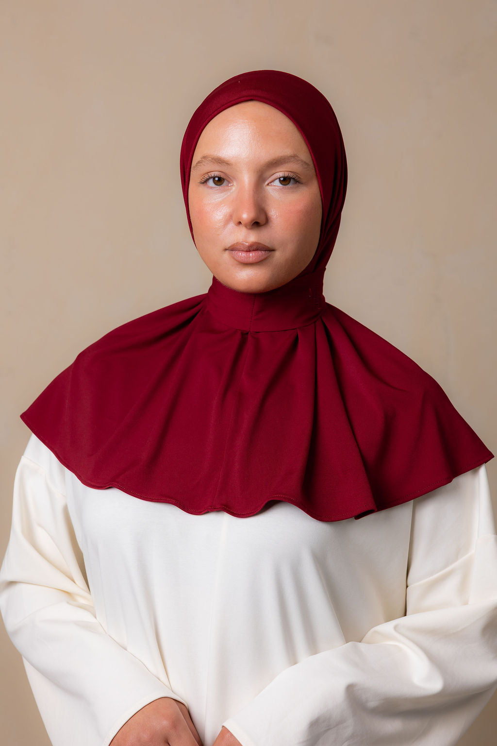 Instant silk scarf cherry red