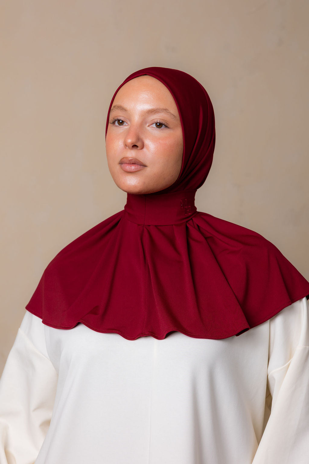 Instant silk scarf cherry red