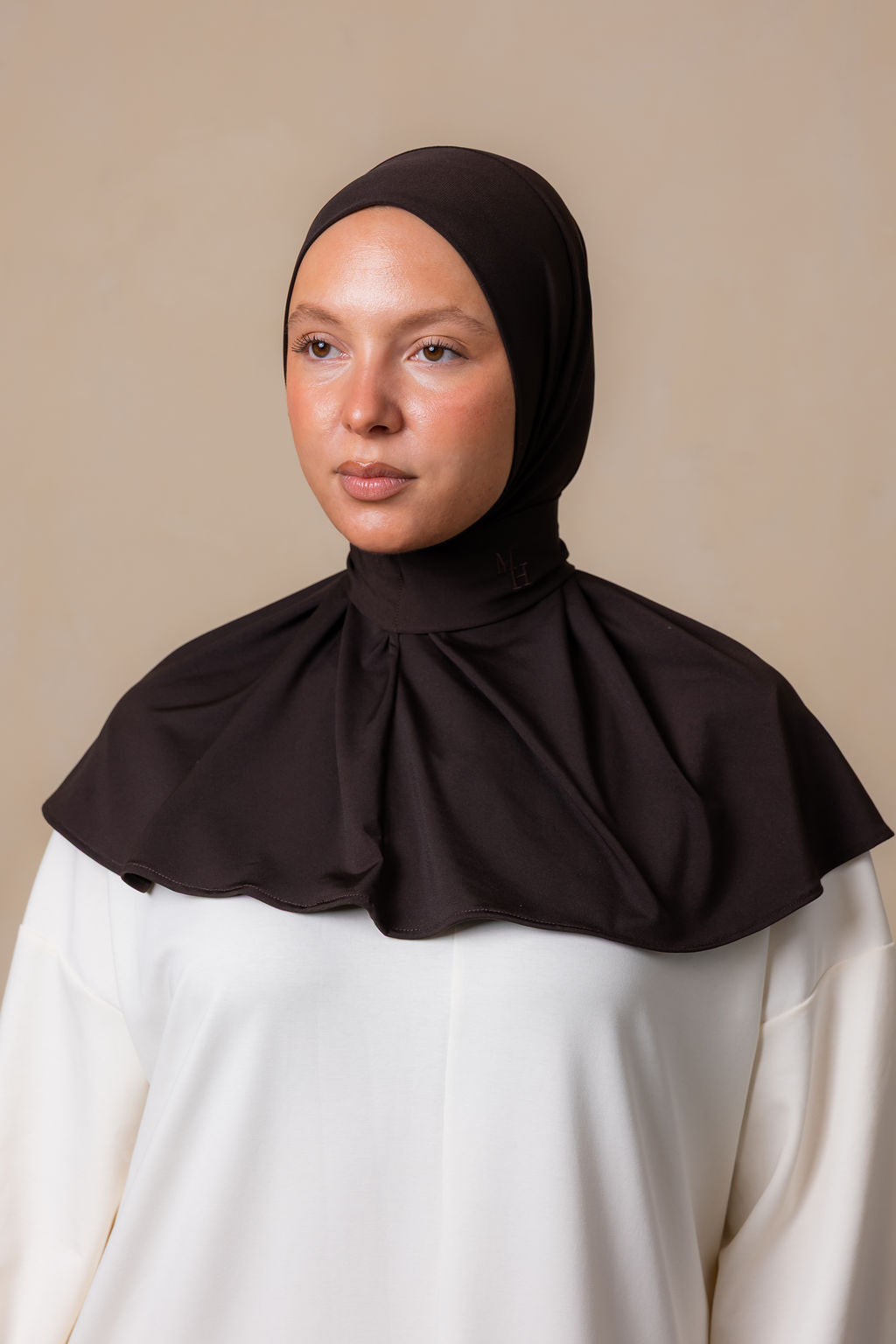 Instant silk scarf dark brown