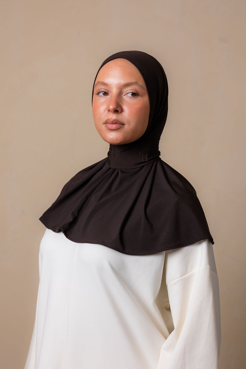 Instant silk scarf dark brown