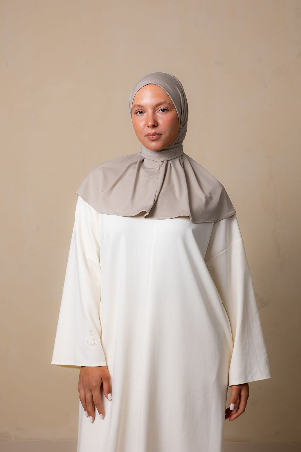 Instant silk scarf light taupe